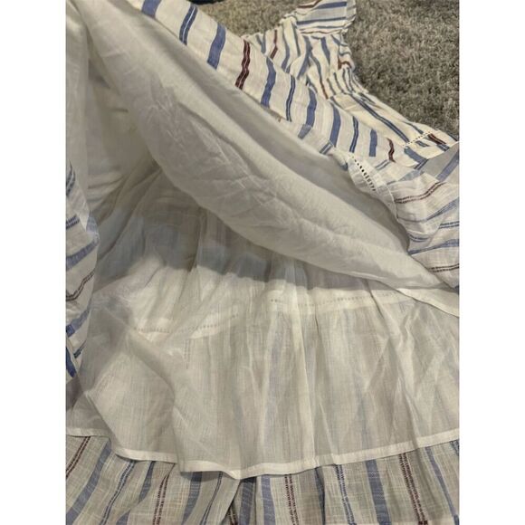 Wayward Fancy Women's Midi Dress Stripe Smocked Waist Flutter Sleeve Large - Picture 6 of 8